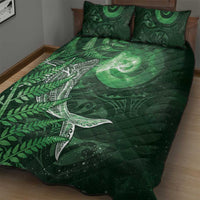 New Zealand Matariki Quilt Bed Set Maori Koru With Humpback Whale Green LT05 - Polynesian Pride