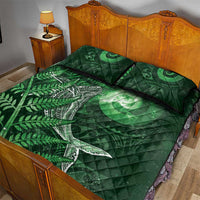 New Zealand Matariki Quilt Bed Set Maori Koru With Humpback Whale Green LT05 - Polynesian Pride