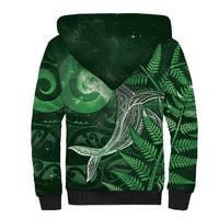 New Zealand Matariki Sherpa Hoodie Maori Koru With Humpback Whale Green