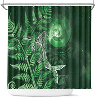 New Zealand Matariki Shower Curtain Maori Koru With Humpback Whale Green LT05 Green - Polynesian Pride