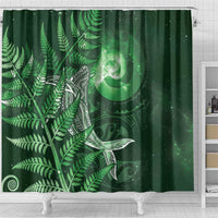 New Zealand Matariki Shower Curtain Maori Koru With Humpback Whale Green LT05 - Polynesian Pride