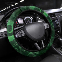 New Zealand Matariki Steering Wheel Cover Maori Koru With Humpback Whale Green LT05 Universal Fit Green - Polynesian Pride