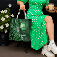 New Zealand Matariki Tote Bag Maori Koru With Humpback Whale Green LT05 - Polynesian Pride