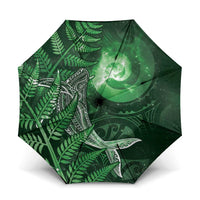 New Zealand Matariki Umbrella Maori Koru With Humpback Whale Green LT05 One Size Folded 11.42 inch Opened Diameter 37.4 inch Green - Polynesian Pride