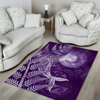 New Zealand Matariki Area Rug Maori Koru With Humpback Whale Purple LT05 - Polynesian Pride