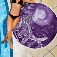 New Zealand Matariki Beach Blanket Maori Koru With Humpback Whale Purple LT05 - Polynesian Pride