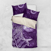 New Zealand Matariki Bedding Set Maori Koru With Humpback Whale Purple LT05 US Twin 172cm x 218cm Purple - Polynesian Pride