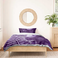 New Zealand Matariki Bedding Set Maori Koru With Humpback Whale Purple LT05 - Polynesian Pride
