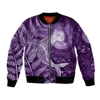New Zealand Matariki Bomber Jacket Maori Koru With Humpback Whale Purple LT05 Unisex Purple - Polynesian Pride