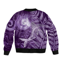 New Zealand Matariki Bomber Jacket Maori Koru With Humpback Whale Purple LT05 - Polynesian Pride