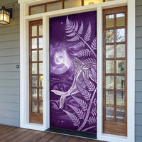 New Zealand Matariki Door Cover Maori Koru With Humpback Whale Purple