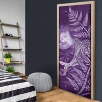 New Zealand Matariki Door Cover Maori Koru With Humpback Whale Purple