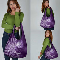New Zealand Matariki Grocery Bag Maori Koru With Humpback Whale Purple LT05 - Polynesian Pride