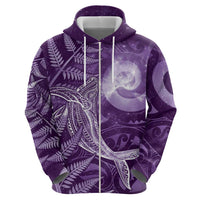 New Zealand Matariki Hoodie Maori Koru With Humpback Whale Purple