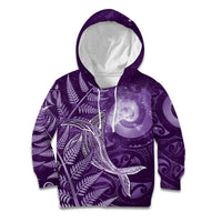 New Zealand Matariki Kid Hoodie Maori Koru With Humpback Whale Purple LT05 Hoodie Purple - Polynesian Pride