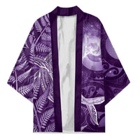 New Zealand Matariki Kimono Maori Koru With Humpback Whale Purple LT05 Unisex Purple - Polynesian Pride