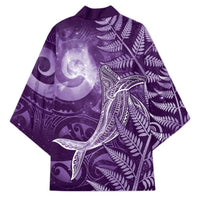 New Zealand Matariki Kimono Maori Koru With Humpback Whale Purple LT05 - Polynesian Pride
