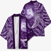 New Zealand Matariki Kimono Maori Koru With Humpback Whale Purple LT05 - Polynesian Pride