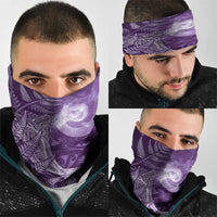 New Zealand Matariki Neck Gaiter Maori Koru With Humpback Whale Purple LT05 - Polynesian Pride