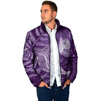 New Zealand Matariki Padded Jacket Maori Koru With Humpback Whale Purple LT05 - Polynesian Pride
