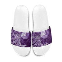 New Zealand Matariki Slide Sandals Maori Koru With Humpback Whale Purple LT05 Purple - Polynesian Pride