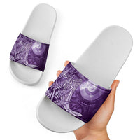 New Zealand Matariki Slide Sandals Maori Koru With Humpback Whale Purple LT05 - Polynesian Pride