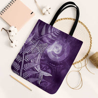 New Zealand Matariki Tote Bag Maori Koru With Humpback Whale Purple LT05 Black Strap One Size Purple - Polynesian Pride