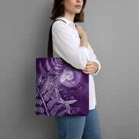 New Zealand Matariki Tote Bag Maori Koru With Humpback Whale Purple LT05 - Polynesian Pride