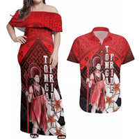 The First King Of Tonga Couples Matching Off Shoulder Maxi Dress and Hawaiian Shirt Tongan Pride