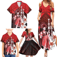 The First King Of Tonga Family Matching Summer Maxi Dress and Hawaiian Shirt Tongan Pride