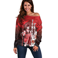 The First King Of Tonga Off Shoulder Sweater Tongan Pride