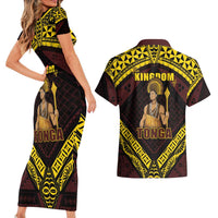 Tonga First King Couples Matching Short Sleeve Bodycon Dress and Hawaiian Shirt Ahoeitu Know Your Roots LT05 - Polynesian Pride