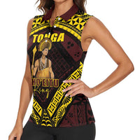 Tonga First King Women Sleeveless Polo Shirt Ahoeitu Know Your Roots