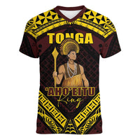 Tonga First King Women V-Neck T-Shirt Ahoeitu Know Your Roots
