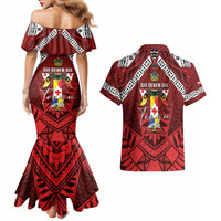 Tonga Emancipation Day Couples Matching Mermaid Dress and Hawaiian Shirt Tongan Kupesi Pattern LT05 - Polynesian Pride