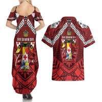 Tonga Emancipation Day Couples Matching Summer Maxi Dress and Hawaiian Shirt Tongan Kupesi Pattern LT05 - Polynesian Pride