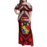 Tonga Emancipation Day Family Matching Off Shoulder Maxi Dress and Hawaiian Shirt Tongan Kupesi Pattern