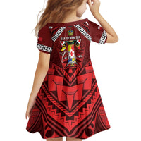 Tonga Emancipation Day Kid Short Sleeve Dress Tongan Kupesi Pattern