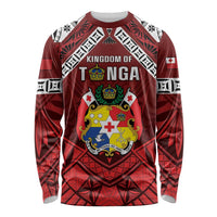 Tonga Emancipation Day Long Sleeve Shirt Tongan Kupesi Pattern LT05 Unisex Red - Polynesian Pride