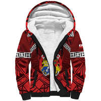 Tonga Emancipation Day Sherpa Hoodie Tongan Kupesi Pattern LT05 Unisex Red - Polynesian Pride