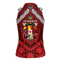 Tonga Emancipation Day Women Sleeveless Polo Shirt Tongan Kupesi Pattern
