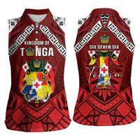 Tonga Emancipation Day Women Sleeveless Polo Shirt Tongan Kupesi Pattern