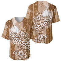 Tonga Kupesi Ngatu Baseball Jersey Vintage Brown Plumeria