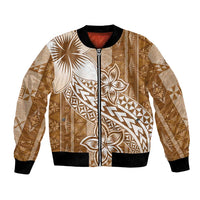 Tonga Kupesi Ngatu Bomber Jacket Vintage Brown Plumeria
