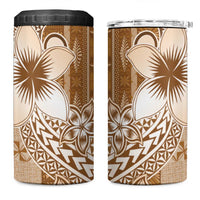 Tonga Kupesi Ngatu 4 in 1 Can Cooler Tumbler Vintage Brown Plumeria LT05 One Size: 16 oz Brown - Polynesian Pride