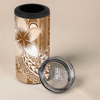 Tonga Kupesi Ngatu 4 in 1 Can Cooler Tumbler Vintage Brown Plumeria LT05 - Polynesian Pride