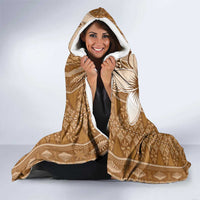 Tonga Kupesi Ngatu Hooded Blanket Vintage Brown Plumeria LT05 - Polynesian Pride