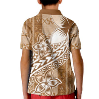 Tonga Kupesi Ngatu Kid Polo Shirt Vintage Brown Plumeria