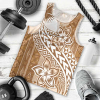 Tonga Kupesi Ngatu Men Tank Top Vintage Brown Plumeria LT05 - Polynesian Pride