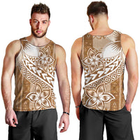 Tonga Kupesi Ngatu Men Tank Top Vintage Brown Plumeria LT05 - Polynesian Pride